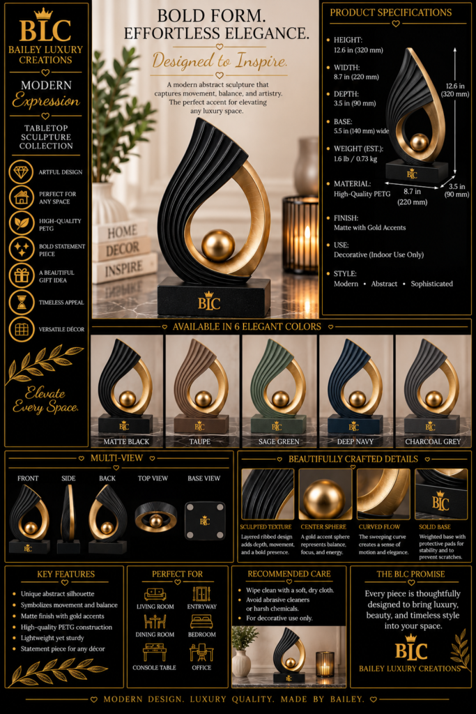 Modern Expression Sculpture Centerpiece by Bailey Luxury Creations