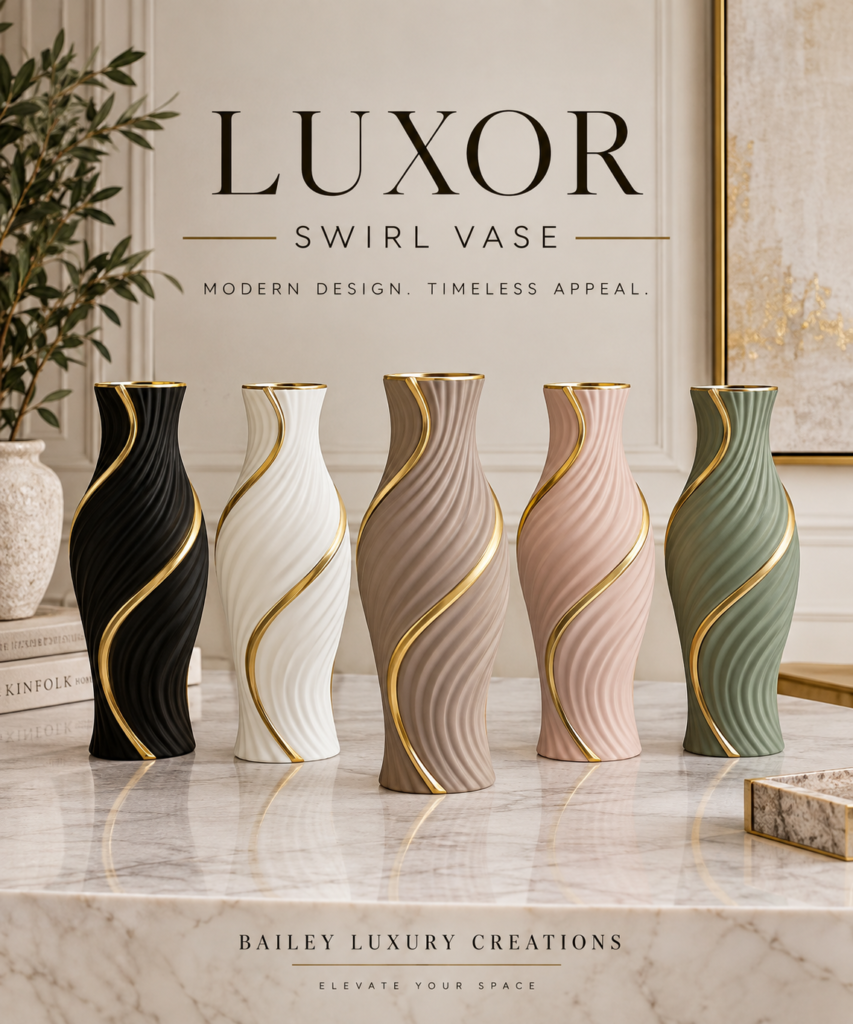 Luxor Gold Ribbon Vase by Bailey Luxury Creations
