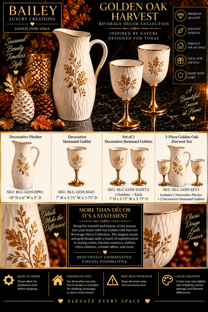 Golden Oak Harvest Beverage Décor Collection