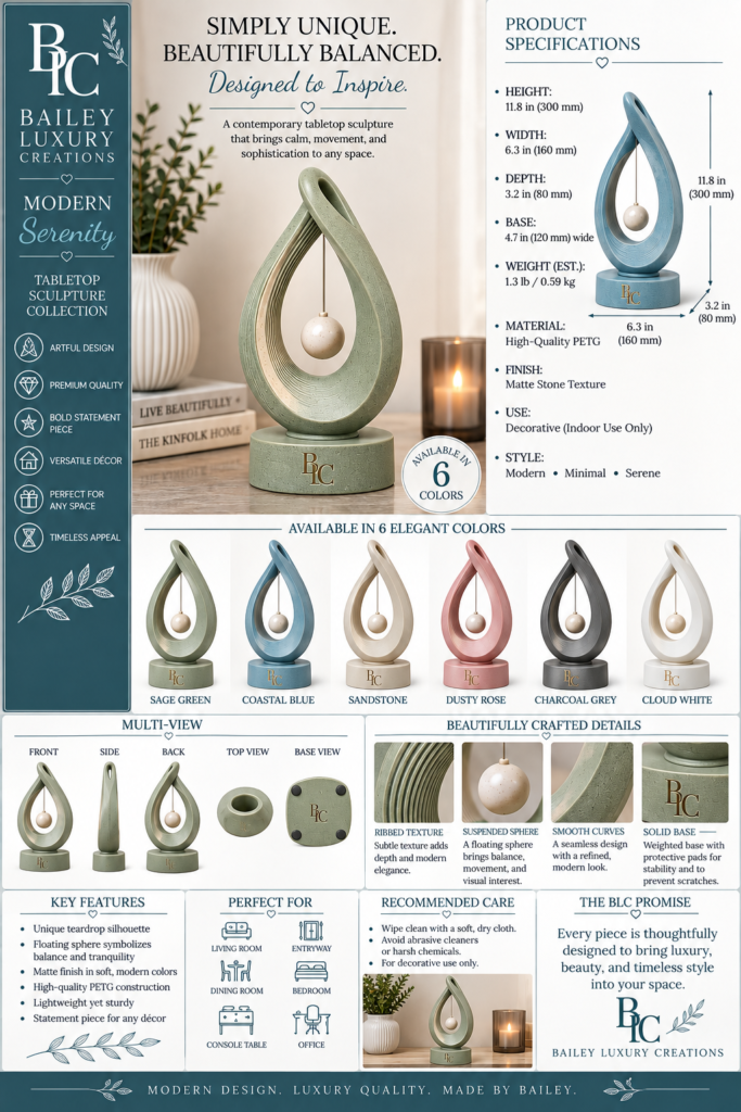 Modern Serenity Sculpture Centerpiece by Bailey Luxury Creations
