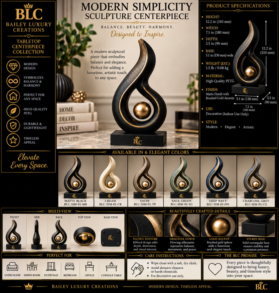 Modern Simplicity Sculpture Centerpiece by Bailey Luxury Creations