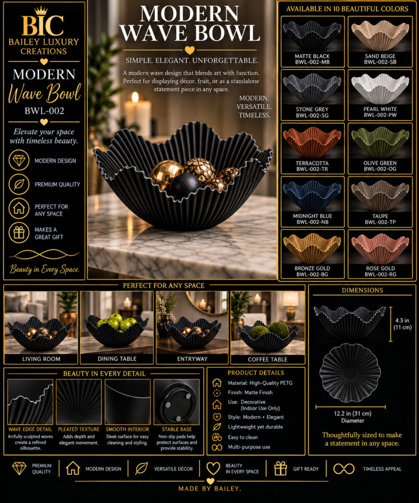 Modern Wave Bowl by Bailey Luxury Creations