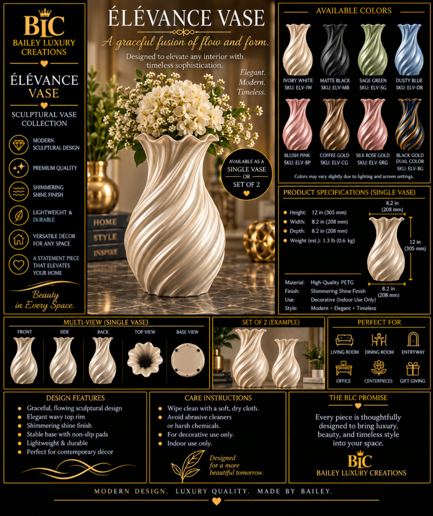 Élévance Vase by Bailey Luxury Creations