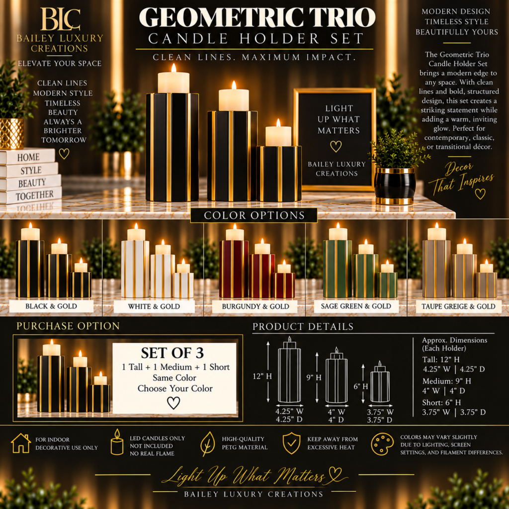 Geometric Trio Candle Holder Set
