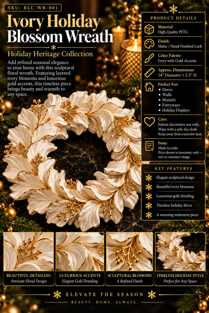 Ivory Holiday Blossom Wreath