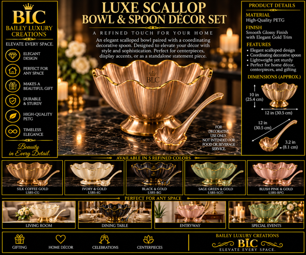 Luxe Scallop Bowl & Spoon Décor Set
