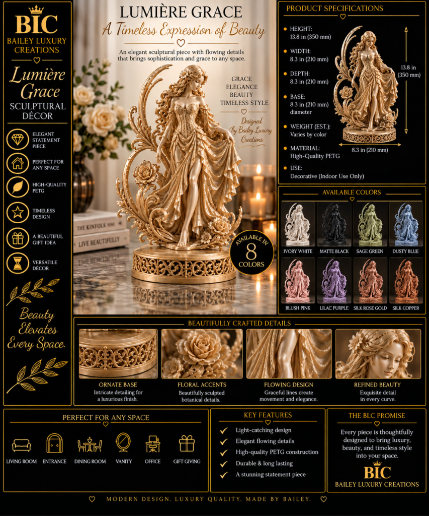 Lumière Grace Sculptural Décor by Bailey Luxury Creations