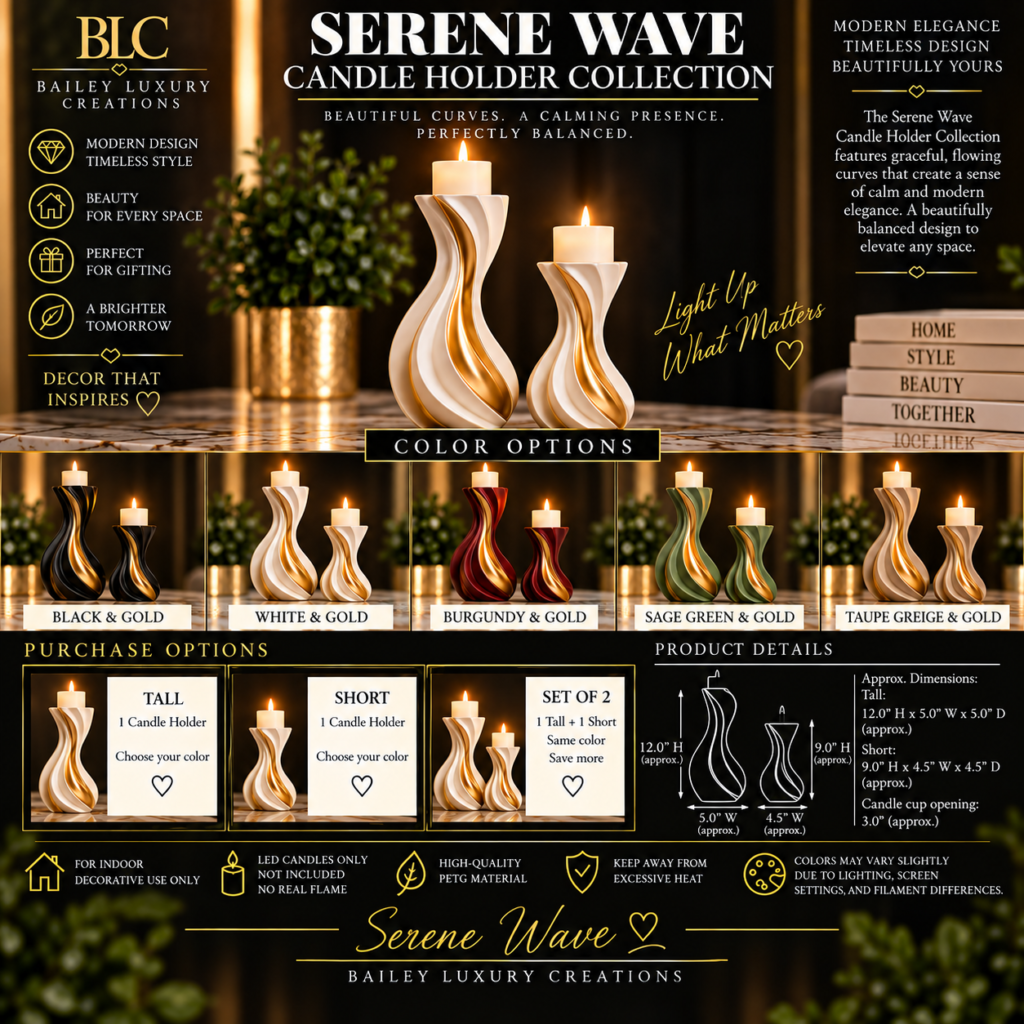 Serene Wave Candle Holder Set